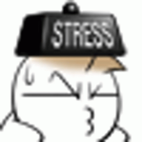 a drawing of a man with the word stress on his head