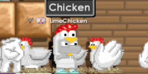 the four chickens are standing together in front of a computer screen