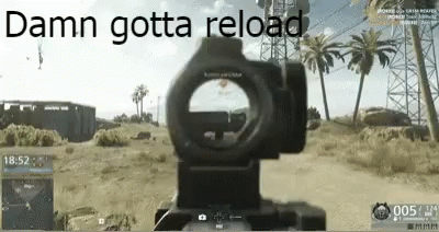 a screens of a video game with text in it that reads, damn gota reload