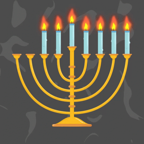 the blue menorah is shown in three sections