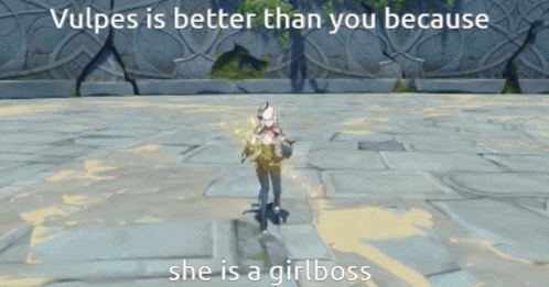a game screen with the captioning saying ` vuppes is better than you because she is a girlboss
