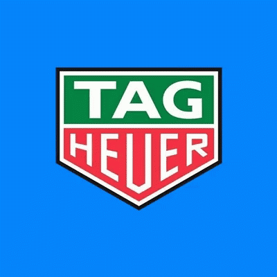a tag heuer logo is on a purple and orange background