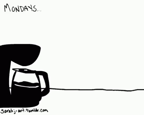a black and white illustration of the caption mondays, with the tv in front of it