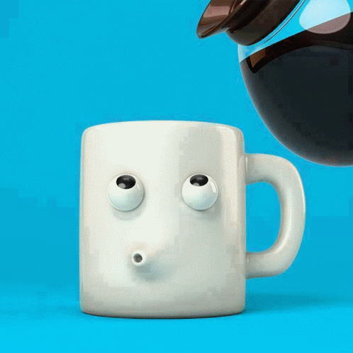 a white coffee cup has been designed to look like a person
