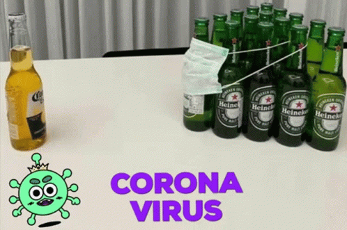corona corona signs are shown next to corona bottle labels