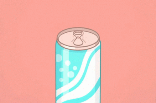 a can on a purple and blue background with a white stripe