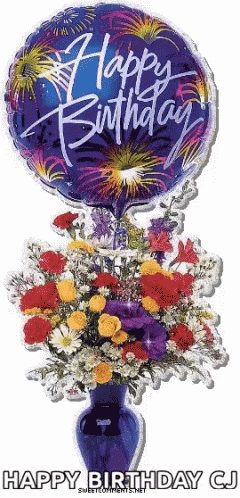 the vase has blue flowers inside it