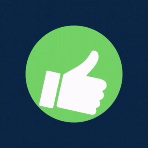 a green circle has a thumb up in it
