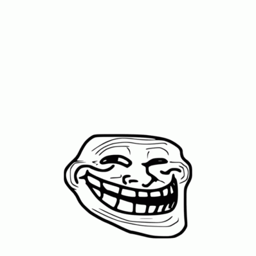 an angry troll face drawing on a white background