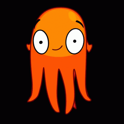 an octo blue cartoon character with big eyes