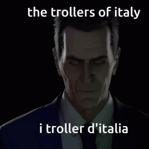 a picture of a man in a suit with the words i troll italia