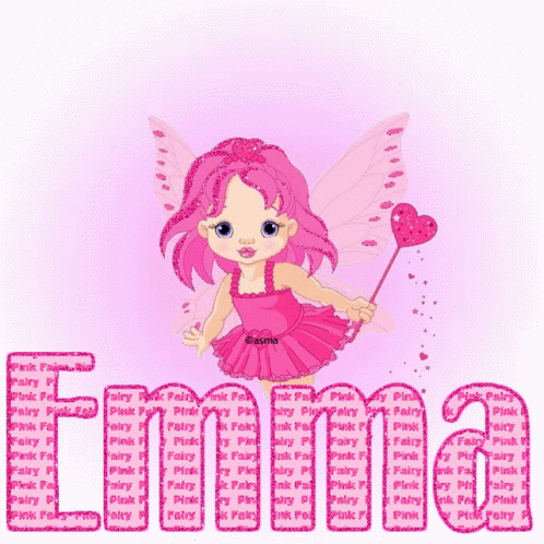 purple fairy with pink and purple letters and a heart
