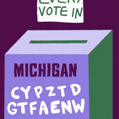a box with the words michigan and crypt drawn on it