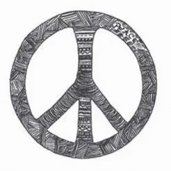 the symbol for peace and the message'peace'written in it