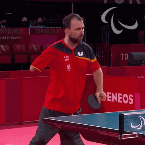 the professional ping pong player plays his game