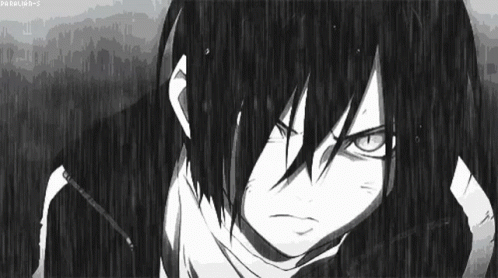anime wallpaper with a sad looking man in black