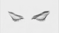 eyes closed are shown against a white background