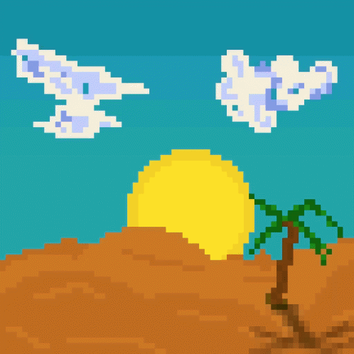 a pixelistic picture of a beach scene