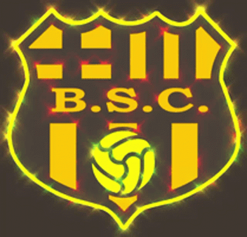 blue neon soccer logo on a black background