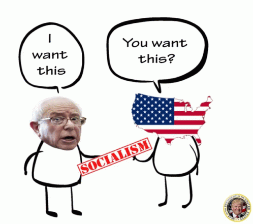 the image of bernie sanders with two speech bubbles over him that reads i want this? you want this?