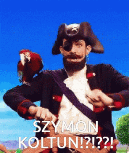 a cartoon picture with a man dressed as a pirate