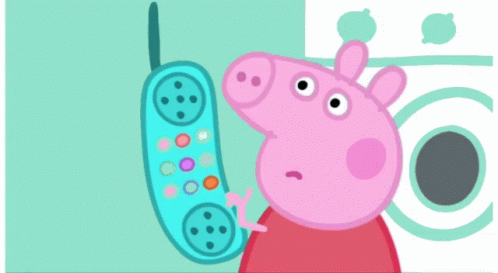 an image of peppa talking on a cell phone