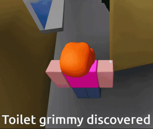 two toys with text saying toilet grimy discovered