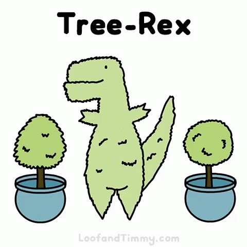 a dinosaur in some potted plants has its eyes closed