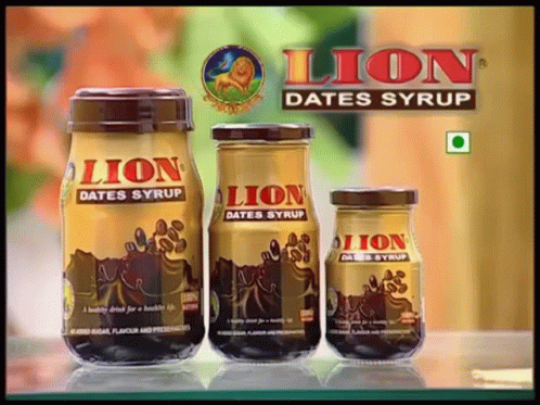 an ad for lion dates syrup