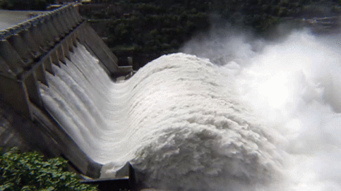 a dam on a dam with white water falling