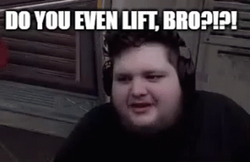 this is a person with headphones on, saying do you even lift, bro?