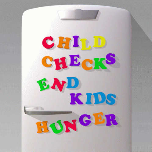 refrigerator with colored lettering written on it, reading child checks end s younger