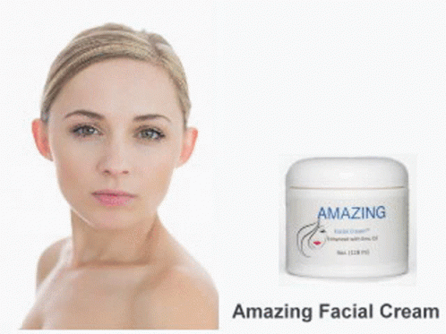 a woman with blue skin, and an amazing facial cream