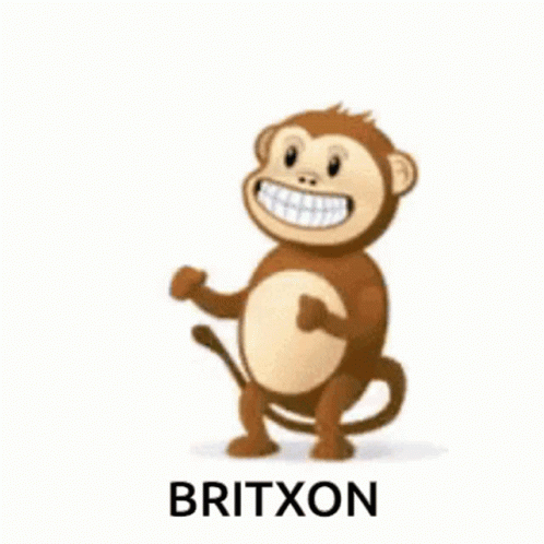 cartoon character with monkey head and tongue sitting up with hand on hips