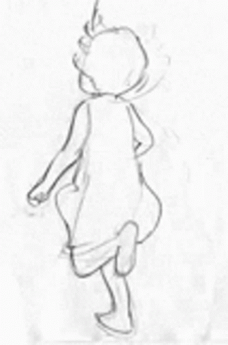 a simple drawing of a little girl with a long hair