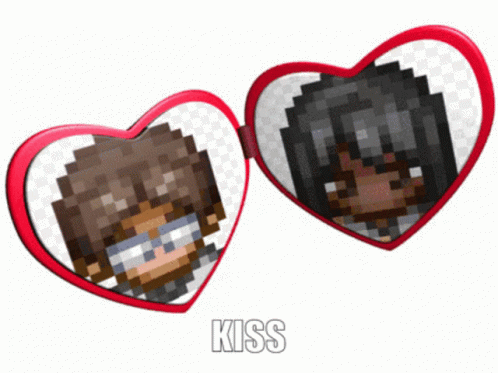 two hearts are filled with different pixels on them