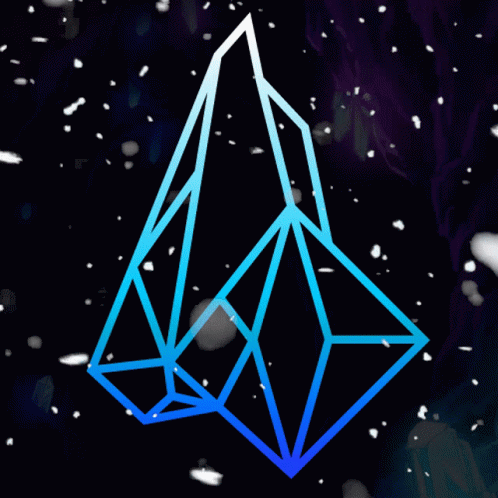 a 3d rendering of a glowing geometric object in the snow
