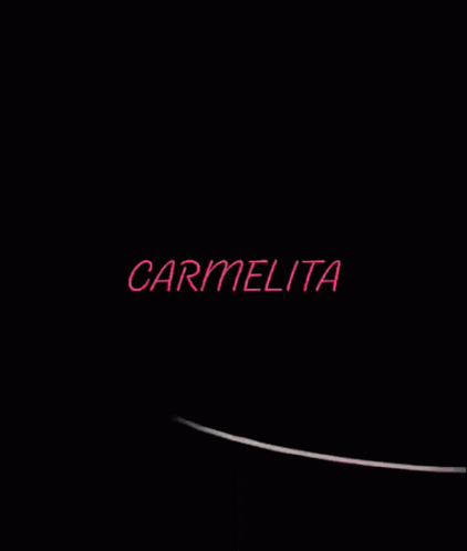 the purple word carmelita in a black background