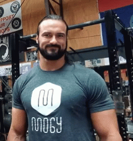 man with beard wearing a moocy shirt in the gym