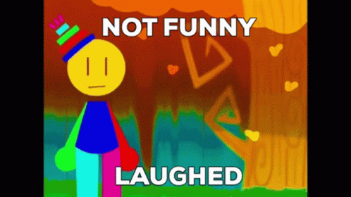 cartoon illustration with an unconformed text for joke about laughing, not funny