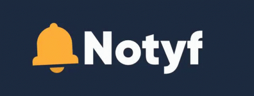 the words notyf in white and blue on a brown background