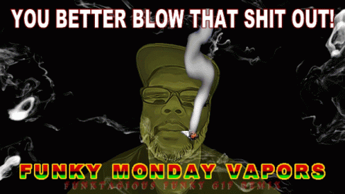 a poster with smoke coming out of the mouth and man smoking