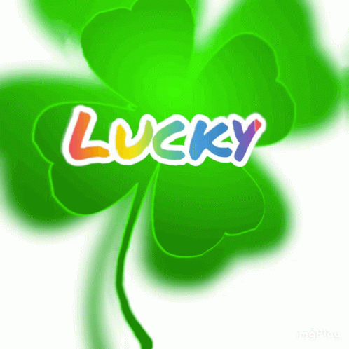 a clover with the word lucky on it