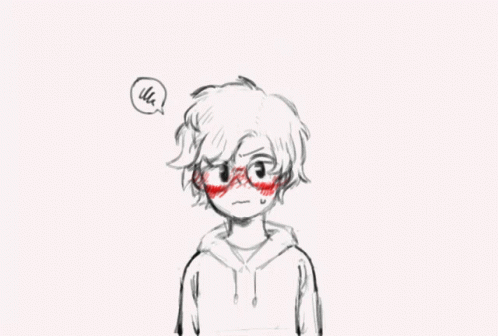 a boy with glasses has a thought bubble above his head