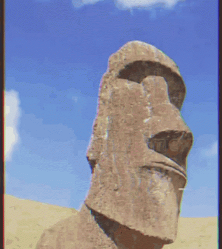 there is an altered po of a bust that looks like a giant stone statue