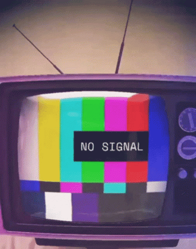 an old television is shown with no signal on it