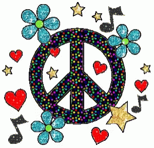 a peace sign with different hearts, stars and flowers