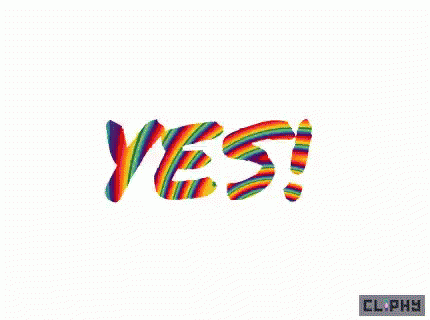 the word yes is drawn with colored lines