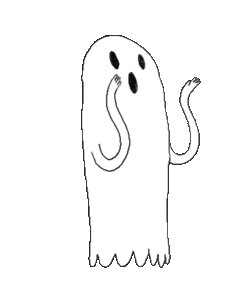 a drawing of a ghost on a white background