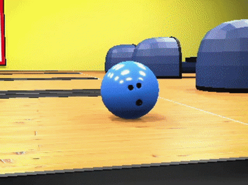 a bowling ball rolling toward the camera